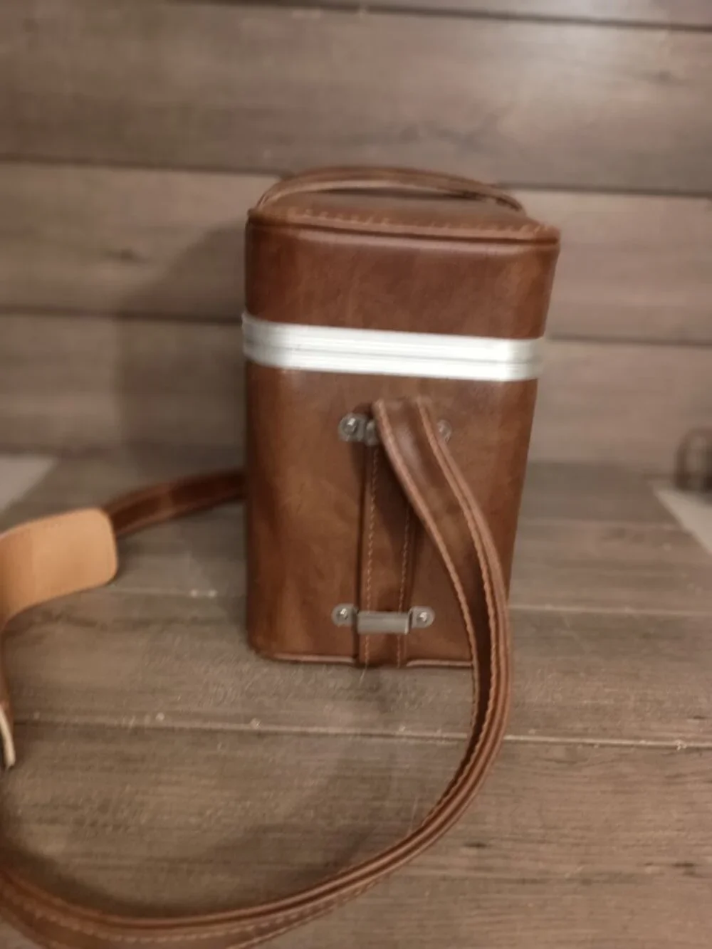 Vintage Camera Carrying Case Brown Faux Leather with Shoulder Strap
